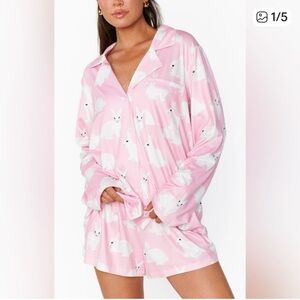 Show Me Your MuMu Pink Rabbit Print Pajama Set